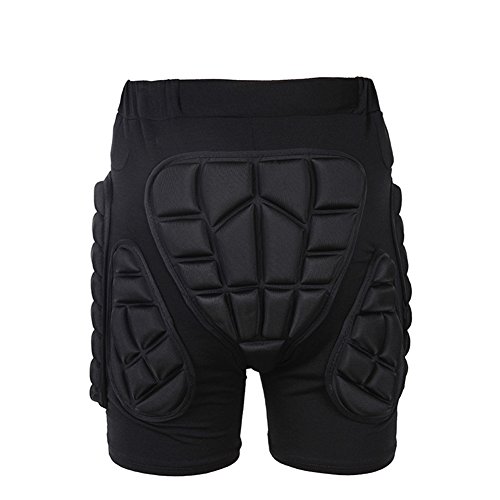 Tentock Adultos Pantalones Cortos de Compresión con Protectores Acolchados 3D, para Esquí Patinaje, Tamaño Completo(L)