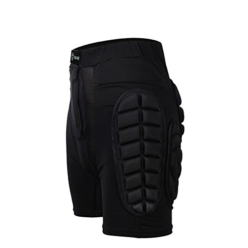 Tentock Adultos Pantalones Cortos de Compresión con Protectores Acolchados 3D, para Esquí Patinaje, Tamaño Completo(M)