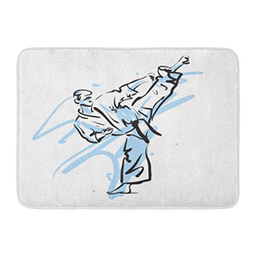 TEPEED Bath Mat Kata Black Taekwondo Karate Kick Jujitsu Martial Bathroom Decor Rug 15.7" x 23.6"/40x60cm