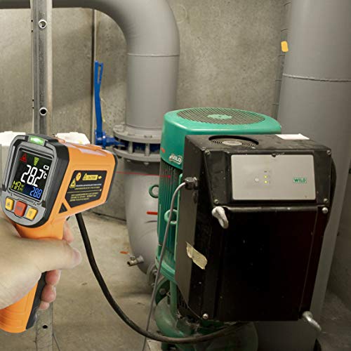 Termómetro infrarrojo Janisa sin contacto, con pantalla en color, temperatura de - 50 a + 800 °C, con apertura de 12 puntos, función de alarma Termómetro infrarrojo Janisa sin contacto, con pantalla en color, temperatura de - 50 a + 800 °C, con apertura de 12 puntos, función de alarma