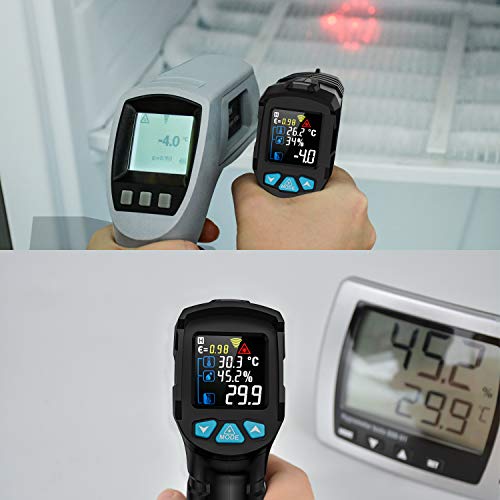 Termómetro Infrarrojo Pistola de Temperatura Humedad MESTEK Sin contacto Digital Láser Pantalla LCD a Color -50 ℃ ~ 550 ℃ Ajuste Emisividad Alarma (No para el cuerpo humano)