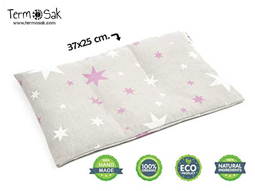 TERMOSAK 37x25 cm, Cojín térmico modulado con separaciones, saco térmico hot-cold (calor/frio) de semillas alta densidad y lavanda. (37x25, Estrellas)