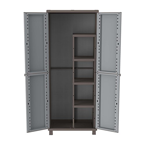 Terry Jwood 368 Armario 2 Puertas con una estanteria Interna con 4 fijos. Capacidad máxima del Estante: 10 kg distribuidos de Forma Uniforme, Gris, 68x37,5x170 cm