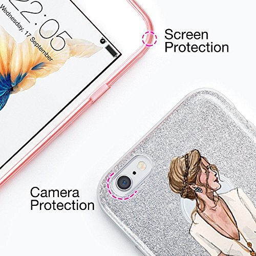 Teryei Funda iPhone 6 Plus / 6S Plus, TPU+PC Case Anti-Golpes protección Rasguño y Resistente [Ultra Slim ] Full Anti-Estático Choque Bumper pour 6 Plus / 6S Plus - Polvo de flash (Niña)