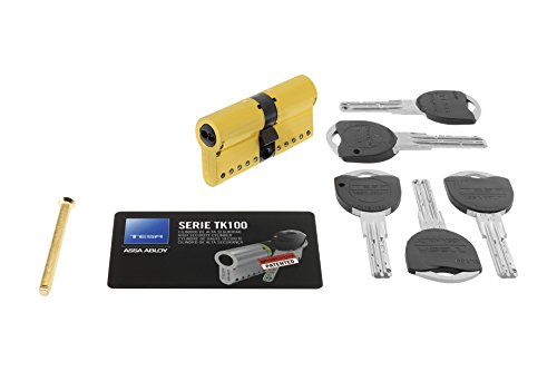 Tesa Assa Abloy TK153030L - Cilindro de Alta Seguridad, TK100, Doble Embrague, Leva Larga, Latonado, 30 x 30 mm Tesa Assa Abloy TK153030L - Cilindro de Alta Seguridad, TK100, Doble Embrague, Leva Larga, Latonado, 30 x 30 mm