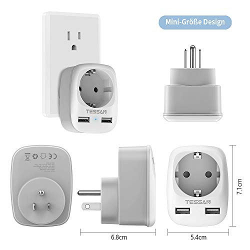 TESSAN Adaptador Enchufe USA Americano Adaptador de Viaje con 2 USB (2.4A), Español 2 Patas Europa hacia 3 Pata EEUU para Canada Mexico Tailandia Colombia(Tipo B) Blanco, Adaptador Enchufe Americano TESSAN Adaptador Enchufe USA Americano Adaptador de Viaje con 2 USB (2.4A), Español 2 Patas Europa hacia 3 Pata EEUU para Canada Mexico Tailandia Colombia(Tipo B) Blanco, Adaptador Enchufe Americano