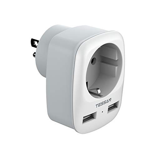 TESSAN Adaptador Enchufe USA Americano Adaptador de Viaje con 2 USB (2.4A), Español 2 Patas Europa hacia 3 Pata EEUU para Canada Mexico Tailandia Colombia(Tipo B) Blanco, Adaptador Enchufe Americano TESSAN Adaptador Enchufe USA Americano Adaptador de Viaje con 2 USB (2.4A), Español 2 Patas Europa hacia 3 Pata EEUU para Canada Mexico Tailandia Colombia(Tipo B) Blanco, Adaptador Enchufe Americano
