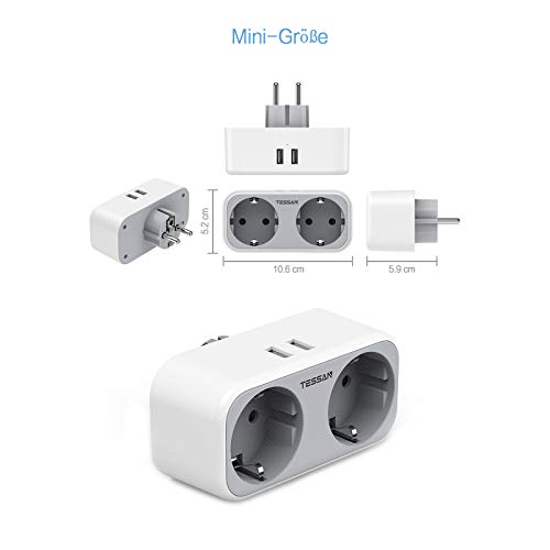 TESSAN Enchufe USB Pared, 4 en 1 Cargador USB con Doble USB (2.4A) y 2 Tomas de CA, Ladron Enchufe Multiple Compatible con iPhone, iPad, Samsung, Enchufe Pared Doble para el Hogar, Oficina TESSAN Enchufe USB Pared, 4 en 1 Cargador USB con Doble USB (2.4A) y 2 Tomas de CA, Ladron Enchufe Multiple Compatible con iPhone, iPad, Samsung, Enchufe Pared Doble para el Hogar, Oficina