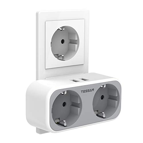 TESSAN Enchufe USB Pared, 4 en 1 Cargador USB con Doble USB (2.4A) y 2 Tomas de CA, Ladron Enchufe Multiple Compatible con iPhone, iPad, Samsung, Enchufe Pared Doble para el Hogar, Oficina TESSAN Enchufe USB Pared, 4 en 1 Cargador USB con Doble USB (2.4A) y 2 Tomas de CA, Ladron Enchufe Multiple Compatible con iPhone, iPad, Samsung, Enchufe Pared Doble para el Hogar, Oficina