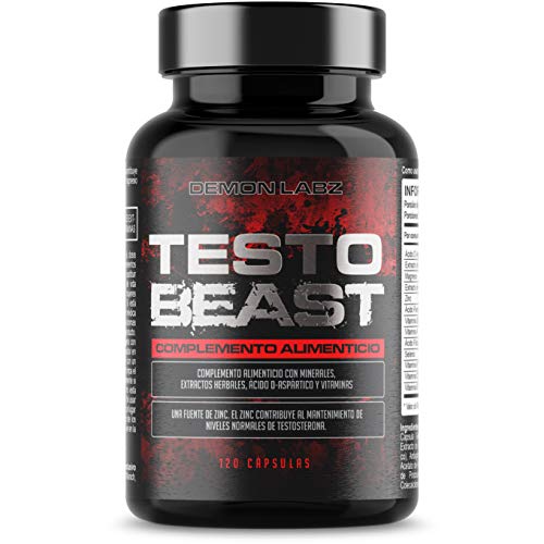 Testo Beast - Hardcore Testosterona para Hombres - Alto en Zinc que contribuye a los niveles normales de testosterona - 120 cápsulas, 30 porciones