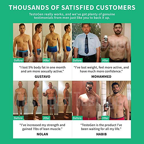 TestoGen Potenciador de Testosterona de Triple Acción con poderosos ingredientes naturales, ayuda a mejorar la resistencia, la fuerza y la energía x 5 (600 cápsulas) TestoGen Potenciador de Testosterona de Triple Acción con poderosos ingredientes naturales, ayuda a mejorar la resistencia, la fuerza y la energía x 5 (600 cápsulas)