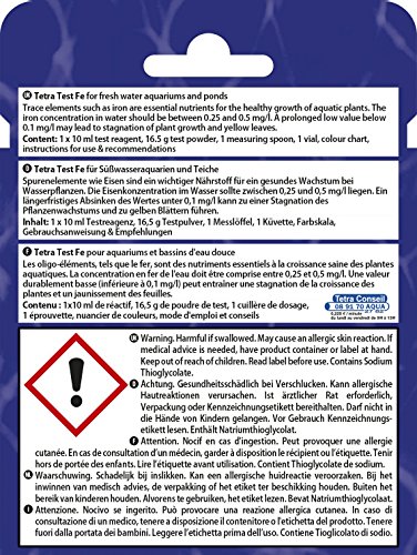 Tetra Test Fe (hierro) - Prueba de agua para acuarios de agua dulce y estanques de jardín Tetra Test Fe (hierro) - Prueba de agua para acuarios de agua dulce y estanques de jardín