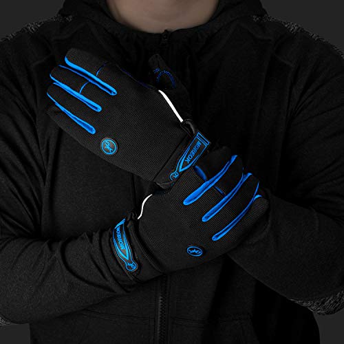 TEUEN Guantes Ciclismo Dedos Largos Guantes MTB con Pantalla Táctil Guantes Bicicleta Montaña para Hombre Mujer Guantes De Ciclismo con Acolchadas De Gel (Azul, L-Grande)