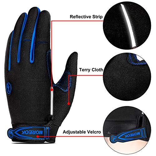 TEUEN Guantes Ciclismo Dedos Largos Guantes MTB con Pantalla Táctil Guantes Bicicleta Montaña para Hombre Mujer Guantes De Ciclismo con Acolchadas De Gel (Azul, L-Grande)