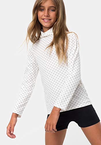TEX - Camiseta de Algodón para Niña, Manga Larga, Cuello Alto, Blanco Roto, 2 a 3 años TEX - Camiseta de Algodón para Niña, Manga Larga, Cuello Alto, Blanco Roto, 2 a 3 años