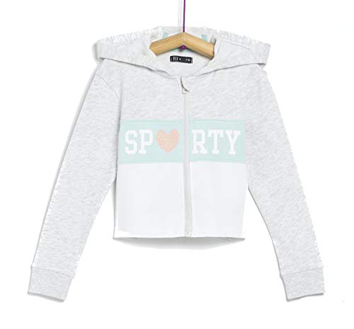 TEX - Sudadera de Deporte para Niña, Plateado Claro, 13-14 años