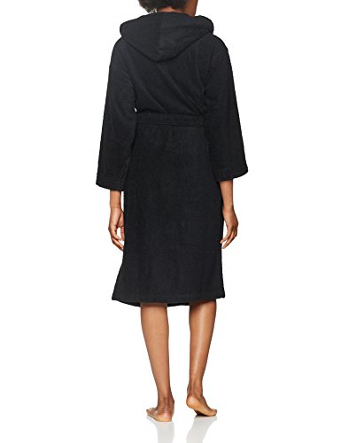 Textiles Vertrauen Pure - Albornoz con capucha para mujer, color Negro, talla Medium