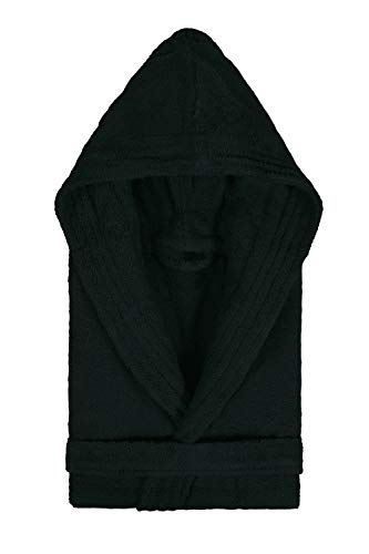 Textiles Vertrauen Pure - Albornoz con capucha para mujer, color Negro, talla Medium