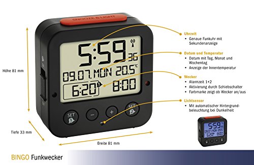 TFA Reloj Despertador Digital Negro TFA Reloj Despertador Digital Negro