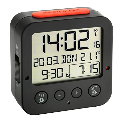TFA Reloj Despertador Digital Negro TFA Reloj Despertador Digital Negro