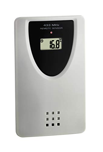 TFA Reloj Digital de Pared Negro con termómetro y Sensor Remoto tamaño XXL