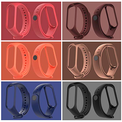 Th-some Bracelet pour Xiaomi Mi Band 4 / Mi Band 3, 6 Bracelets de remplacement Sport en Silicone Souple coloré, Bracelet en Silicone Souple remplaçable