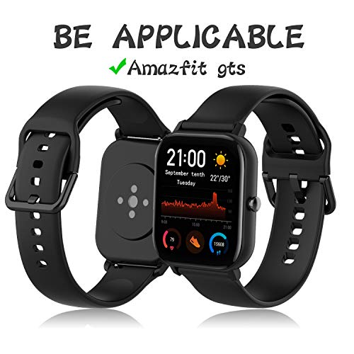 Th-some Correa para Amazfit GTS Smartwatch Reloj de Pulsera Compatible con Amazfit GTS/Amazfit Bip/Amazfit GTR 42mm Band Silicona (Negro)