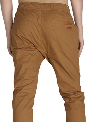 THE AWOKEN Pantalón Hombre Joggers Slim Fit Chinos Chandals Vaquero Verano (Marrón, S)