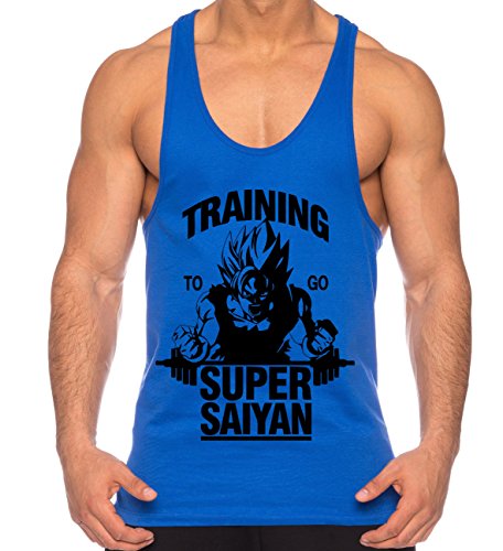 THE LION Goku Super Saiyan de los Hombres Camisa del músculo One Goku Dragon Master Son Ball Vegeta Turtle Roshi Piece Gym, Farbe2:Azul;Größe2:S