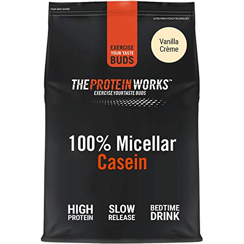 The Protein Works Suplemento Dietético 100% Caseína Micelar, Crema de vainilla, 500 g