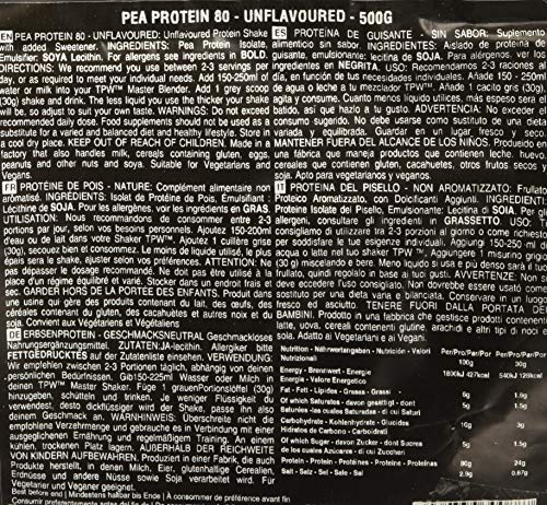 The Protein Works Suplemento Dietético Proteína de Guisante 80, Sin sabor, 500 g