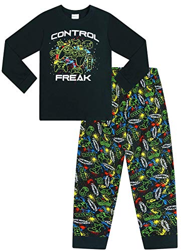 The Pyjama Factory Control Freak Gaming - Pijama largo de algodón, color negro The Pyjama Factory Control Freak Gaming - Pijama largo de algodón, color negro