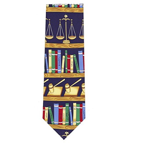 The Tie Studio Novedad Seda Corbata – libros de derecho, mazo y escalas de justicia