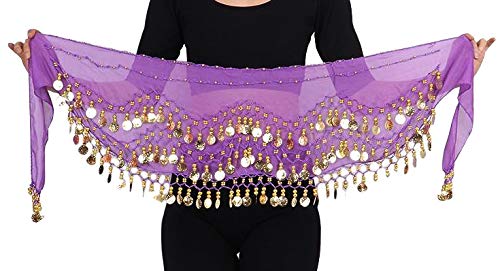 The Turkish Emporium Pañuelo para el Vientre Color púrpura con Monedas Brillantes, Accesorio de Vestuario de Danza del Vientre The Turkish Emporium Pañuelo para el Vientre Color púrpura con Monedas Brillantes, Accesorio de Vestuario de Danza del Vientre