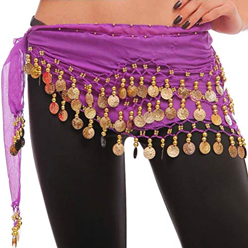The Turkish Emporium Pañuelo para el Vientre Color púrpura con Monedas Brillantes, Accesorio de Vestuario de Danza del Vientre The Turkish Emporium Pañuelo para el Vientre Color púrpura con Monedas Brillantes, Accesorio de Vestuario de Danza del Vientre