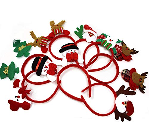 THE TWIDDLERS 8 Diadema de Navideña para Niños y Adultos| Cómodo y Reutilizable Árbol de Navidad, Muñeco de Nieve, Reno y Papá Noel| Gorro Disfraz de Navidad Clásico para Fiestas.