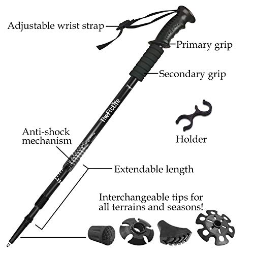TheFitLife Los Bastones De Senderismo - Bastones Telescópicos Plegables, 2 Packs Ultraligeros. Bastones Extendibles para Camping, Montañismo, Viajes y Senderismo TheFitLife Los Bastones De Senderismo - Bastones Telescópicos Plegables, 2 Packs Ultraligeros. Bastones Extendibles para Camping, Montañismo, Viajes y Senderismo