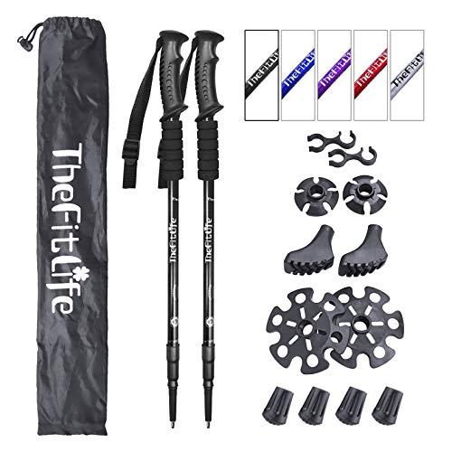 TheFitLife Los Bastones De Senderismo - Bastones Telescópicos Plegables, 2 Packs Ultraligeros. Bastones Extendibles para Camping, Montañismo, Viajes y Senderismo TheFitLife Los Bastones De Senderismo - Bastones Telescópicos Plegables, 2 Packs Ultraligeros. Bastones Extendibles para Camping, Montañismo, Viajes y Senderismo