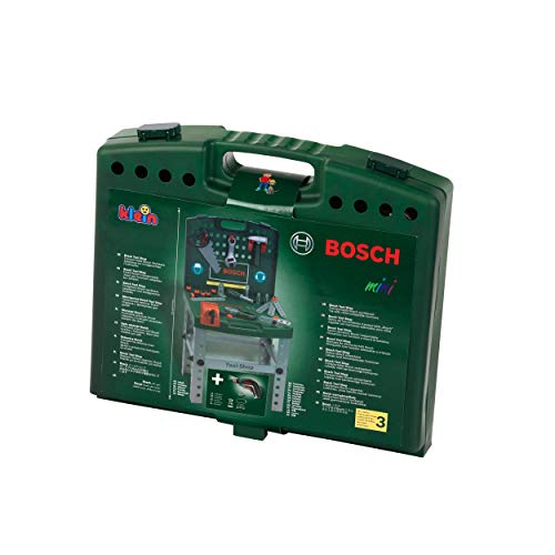 Theo Klein 8676 Banco de trabajo Bosch, Con destornillador eléctrico Ixolino de Bosch a pilas, Plegable y fácil de transportar, Medidas: 41.5 cm x 8.5 cm 76.5 cm, Juguete para niños a partir de 3 años