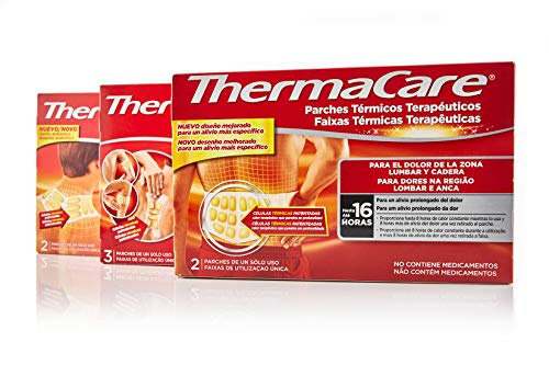 THERMACARE Parche Térmico Terapéutico - 4 parches - Para el Dolor Lumbar y Cadera - Alivio Prolongado del Dolor Hasta 16 Horas - Sin Medicamentos