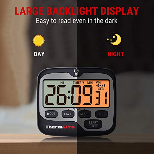 ThermoPro TM01 Temporizador de Cocina Digital con Cuenta Regresiva y Cronómetro Reloj Temporizador Magnético con Alarma Sonora Ajustable y Pantalla LCD Gran Retroiluminación ThermoPro TM01 Temporizador de Cocina Digital con Cuenta Regresiva y Cronómetro Reloj Temporizador Magnético con Alarma Sonora Ajustable y Pantalla LCD Gran Retroiluminación