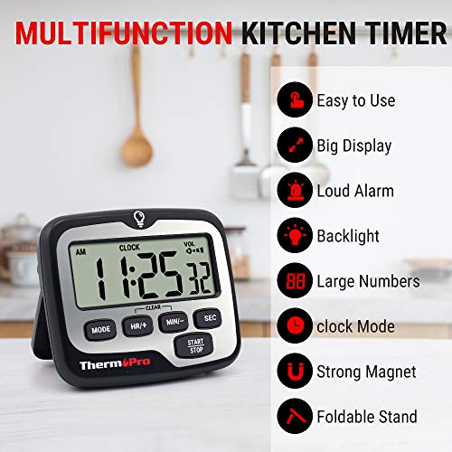 ThermoPro TM01 Temporizador de Cocina Digital con Cuenta Regresiva y Cronómetro Reloj Temporizador Magnético con Alarma Sonora Ajustable y Pantalla LCD Gran Retroiluminación ThermoPro TM01 Temporizador de Cocina Digital con Cuenta Regresiva y Cronómetro Reloj Temporizador Magnético con Alarma Sonora Ajustable y Pantalla LCD Gran Retroiluminación