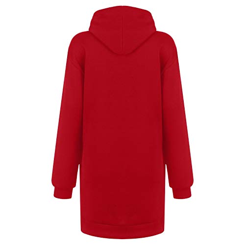 theshyer Sudadera para Mujer Vestido con Capucha y Estampado en Forma de corazón, Camiseta de Manga Larga con Bolsillos, suéter con Capucha de Color Natural