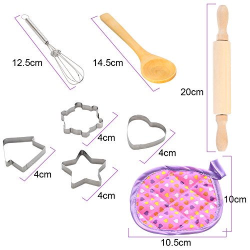ThinkMax 15 Piezas Conjunto De Juego Chef Juegos De Pretexto De Vestuario De Cocina, Delantal De Cocina Con Utensilios Para Niñas (Púrpura) ThinkMax 15 Piezas Conjunto De Juego Chef Juegos De Pretexto De Vestuario De Cocina, Delantal De Cocina Con Utensilios Para Niñas (Púrpura)
