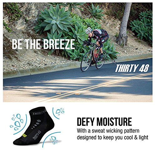 Thirty 48 Calcetín Ciclismo Cy Series – 3-Unidades - Negro/Gris – Unisex – CatalystAF™ Designó, Incrementa Airflow – para Correr, Clases de Spinning, Hiking, Gym y Entrenamiento – Empaquetado USA