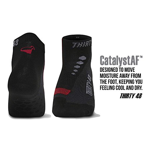 Thirty 48 Calcetín Ciclismo Cy Series – 3-Unidades - Negro/Gris – Unisex – CatalystAF™ Designó, Incrementa Airflow – para Correr, Clases de Spinning, Hiking, Gym y Entrenamiento – Empaquetado USA