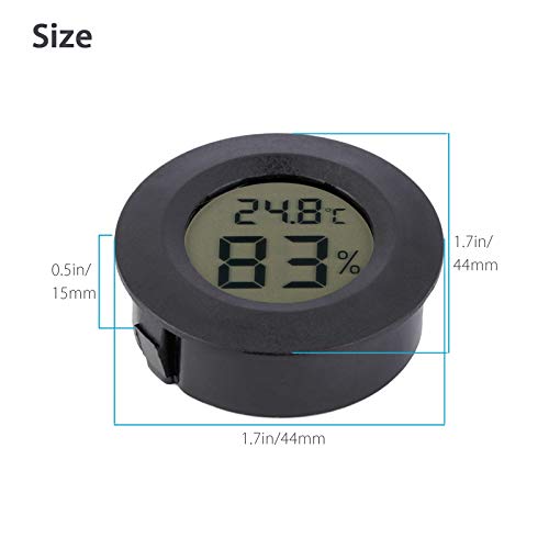 Thlevel Mini Termómetro Higrómetro Digital Interior de Temperatura y Humedad, Negro (6 PCS - B)