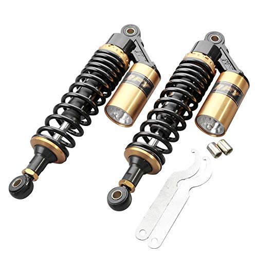 Three T 320mm Amortiguador de Motocicleta Amortiguadores Suspensión Trasera Ajustable compatible con Street Bike ATV Quad Scooter Oro