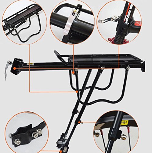 ThreeH Bicicleta Trasera Rack Aluminio Ciclismo Ajustable portaequipajes con Reflector BK43 ThreeH Bicicleta Trasera Rack Aluminio Ciclismo Ajustable portaequipajes con Reflector BK43