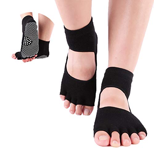ThreeH Yoga Calcetines Antideslizantes Cinco dedos para mujeres Yoga Pilates Dance Ballet Pies abiertos Atrás 2 pares Tamaño4.5-7 ThreeH Yoga Calcetines Antideslizantes Cinco dedos para mujeres Yoga Pilates Dance Ballet Pies abiertos Atrás 2 pares Tamaño4.5-7